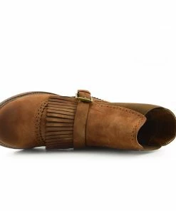 Kickfootwear Brogue Detail Pull On Fringe Chelsea Style Boots - Tan