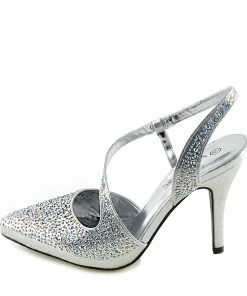 Kickfootwear Silver Ultra Sparkle Pointed Slingback Shoes