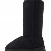Kickfootwear Holly Mid Calf Faux Sheepskin Lined Winter Boots -Black WOMENS
