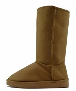 Kickfootwear Holly Mid Calf Faux Sheepskin Lined Winter Boots - Tan WOMENS