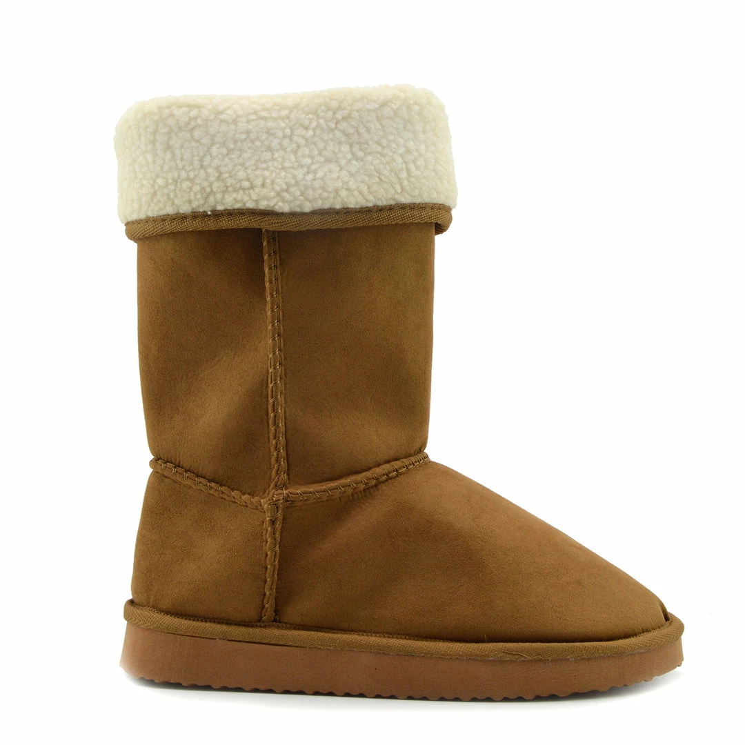 Kickfootwear Holly Mid Calf Faux Sheepskin Lined Winter Boots - Tan WOMENS 6 Kickfootwear Holly Mid Calf Faux Sheepskin Lined Winter Boots - Tan WOMENS