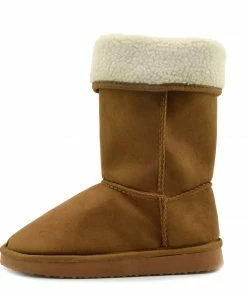 Kickfootwear Holly Mid Calf Faux Sheepskin Lined Winter Boots - Tan WOMENS