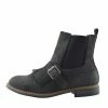 Kickfootwear Brogue Detail Pull On Fringe Chelsea Style Boots - Black WOMENS