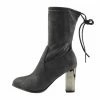Kickfootwear Maya Tie Back Metallic Block Heel Sock Boots - Grey