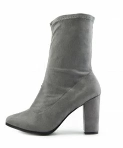 Kickfootwear WOMENS Maya Elasticated Block Heel Sock Boots - Grey