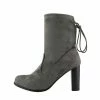 Kickfootwear Maya Tie Back Block Heel Sock Boots - Grey WOMENS