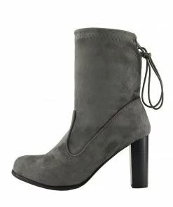 Kickfootwear Maya Tie Back Block Heel Sock Boots - Grey WOMENS