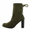 Kickfootwear Maya Tie Back Wooden Block Heel Sock Boots - Khaki WOMENS