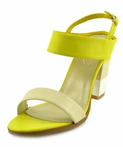 Kickfootwear WOMENS Block Heel Buckle Sandals - Yellow