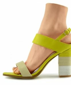 Kickfootwear WOMENS Block Heel Buckle Sandals - Yellow