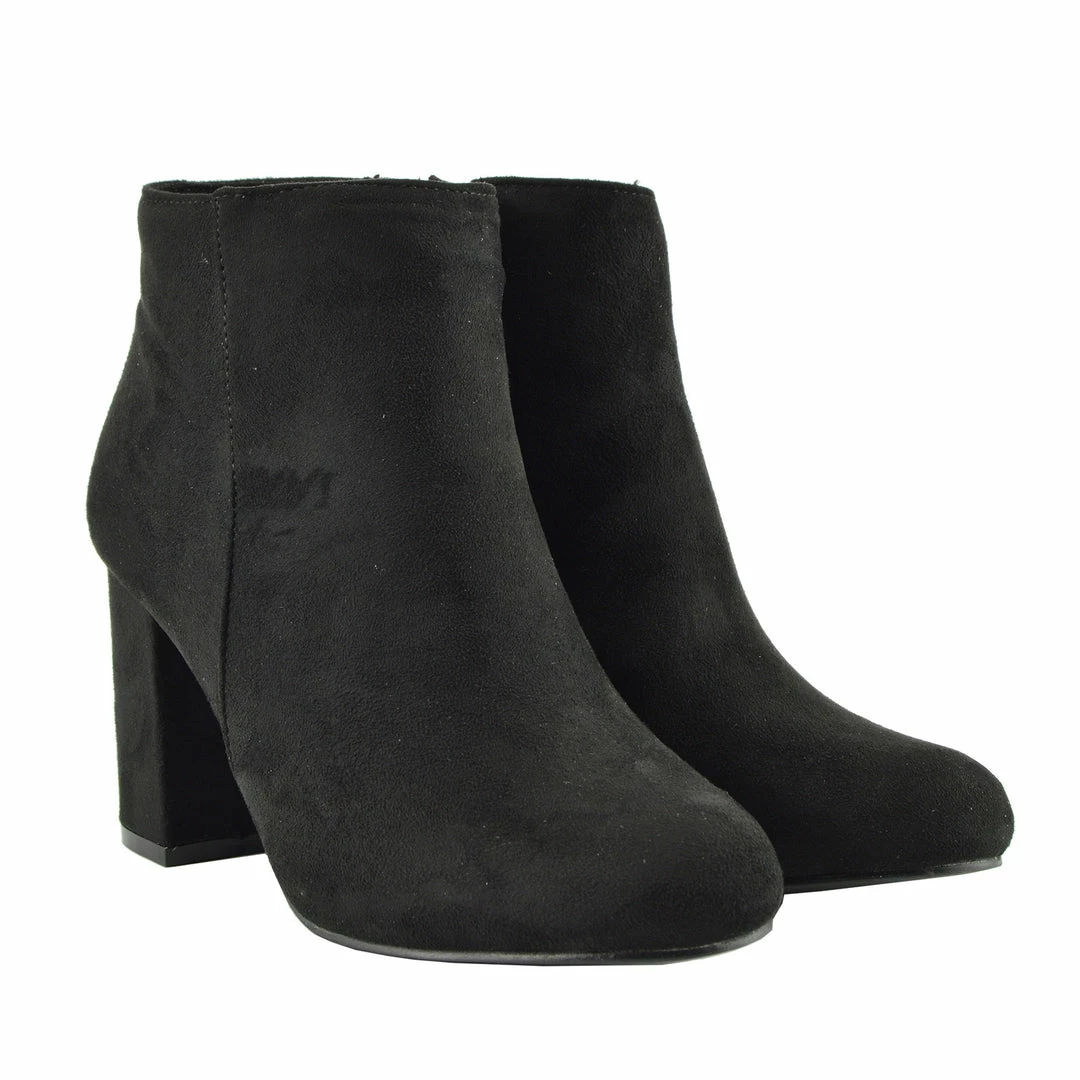 Kickfootwear WOMENS Classic Soft Faux Suede Ankle Boots - Black 3 Kickfootwear WOMENS Classic Soft Faux Suede Ankle Boots - Black