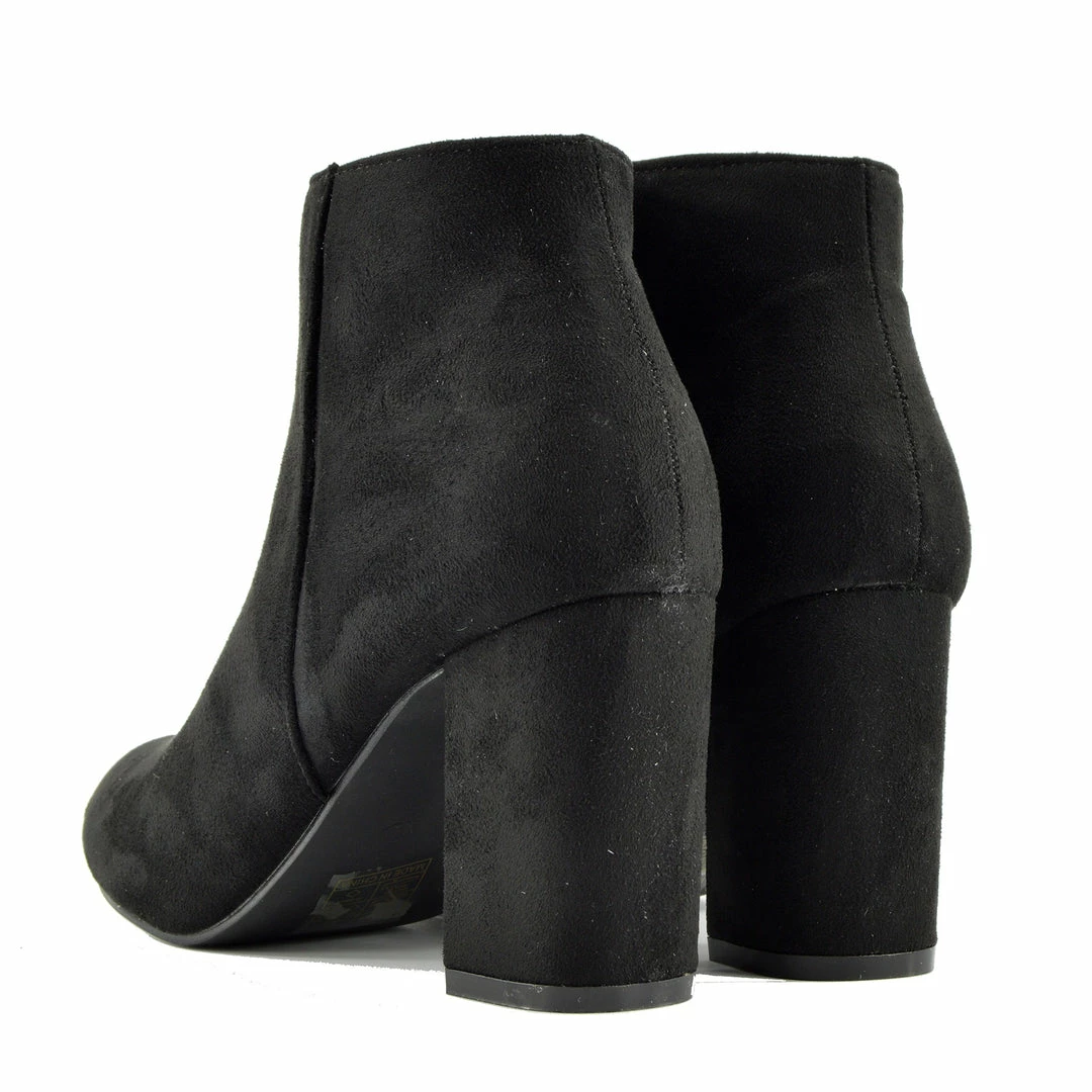 Kickfootwear WOMENS Classic Soft Faux Suede Ankle Boots - Black 5 Kickfootwear WOMENS Classic Soft Faux Suede Ankle Boots - Black