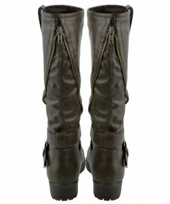 Kickfootwear Flat Grip Sole Winter Military Fashion Boots - Brown