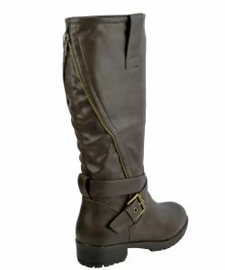 Kickfootwear Flat Grip Sole Winter Military Fashion Boots - Brown