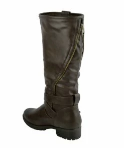 Kickfootwear Flat Grip Sole Winter Military Fashion Boots - Brown