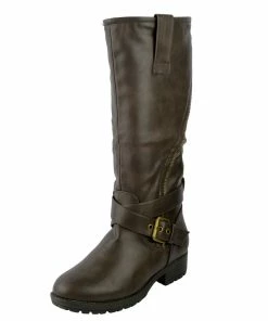 Kickfootwear Flat Grip Sole Winter Military Fashion Boots - Brown