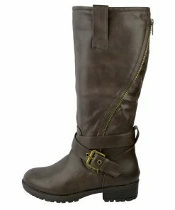 Kickfootwear Flat Grip Sole Winter Military Fashion Boots - Brown