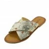 Kickfootwear Womens Flowers Print Sandals Flip Flops Flat Beach Shoes - Floral Print Beige
