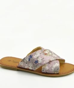 Kickfootwear Womens Flowers Print Sandals Flip Flops Flat Beach Shoes - Floral Print Pink