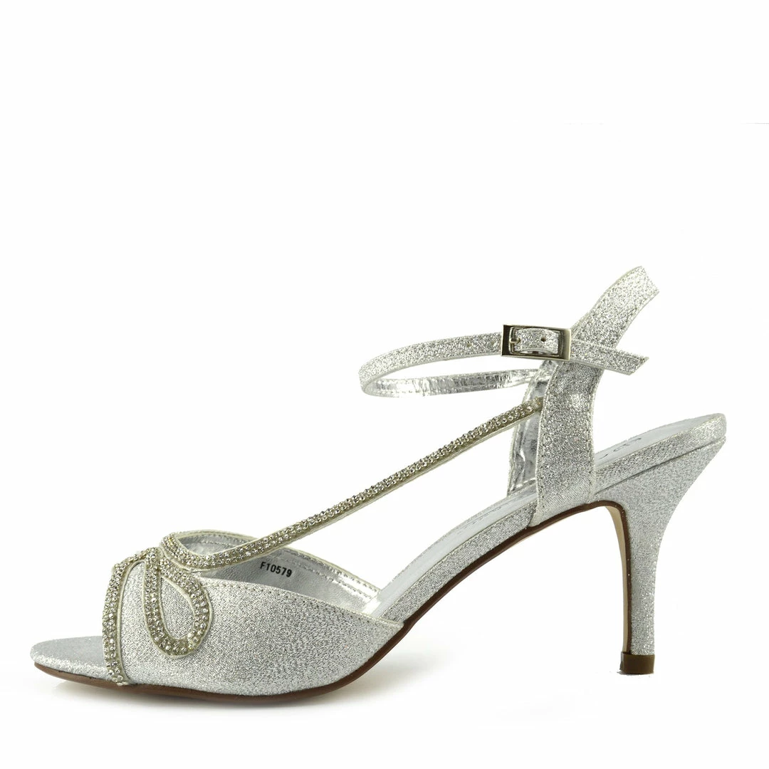 Kickfootwear WOMENS Sparkle Swirl Strappy Sandals - Silver 1 Kickfootwear WOMENS Sparkle Swirl Strappy Sandals - Silver