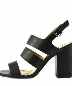 Kickfootwear Multi Wide Strap Block Heel Sandals - Black