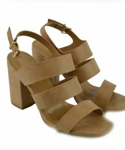 Kickfootwear Multi Wide Strap Block Heel Sandals - Nude WOMENS