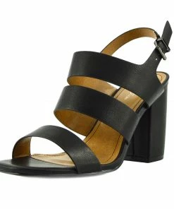 Kickfootwear Multi Wide Strap Block Heel Sandals - Black
