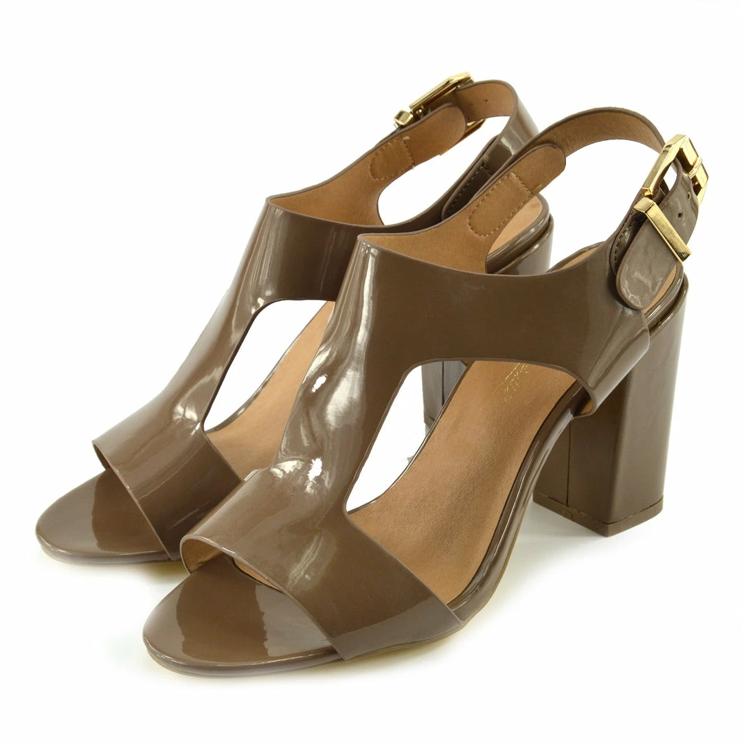Kickfootwear WOMENS Multi Wide Strap Block Heel Sandals - Taupe 2 Kickfootwear WOMENS Multi Wide Strap Block Heel Sandals - Taupe