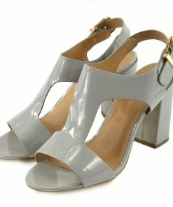 Kickfootwear Multi Wide Strap Block Heel Sandals - Grey
