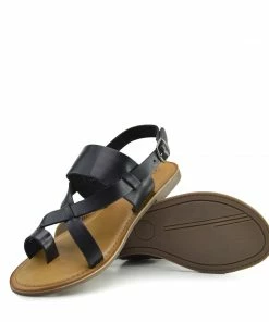Kickfootwear Leather Comfort Strap Sandals - Black
