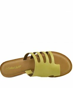 Kickfootwear Womens Summer Comfort Colour Leather Sandals - Yellow
