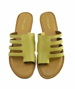 Kickfootwear Womens Summer Comfort Colour Leather Sandals - Yellow