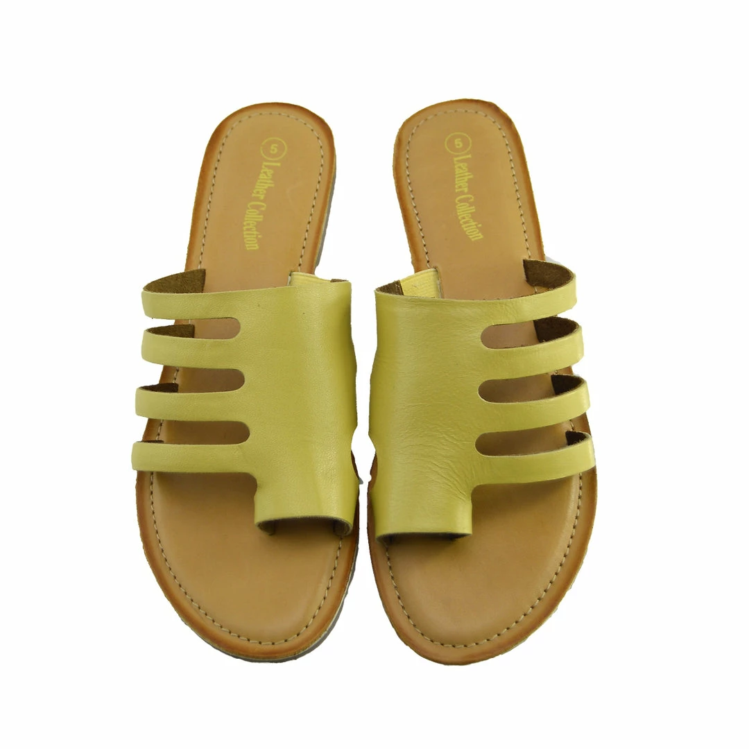 Kickfootwear Womens Summer Comfort Colour Leather Sandals - Yellow 2 Kickfootwear Womens Summer Comfort Colour Leather Sandals - Yellow