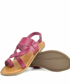 Kickfootwear Leather Comfort Strap Sandals - Pink WOMENS