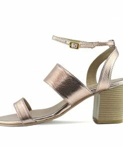 Kickfootwear WOMENS Leila Leather Block Heel Sandals - Rose Gold