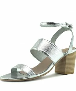 Kickfootwear Leila Leather Block Heel Sandals - Silver