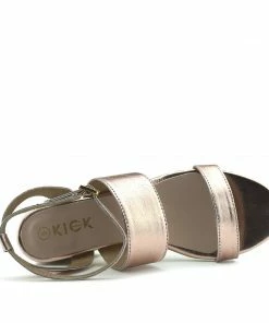 Kickfootwear WOMENS Leila Leather Block Heel Sandals - Rose Gold