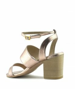 Kickfootwear WOMENS Leila Leather Block Heel Sandals - Rose Gold