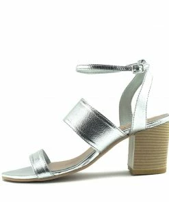 Kickfootwear Leila Leather Block Heel Sandals - Silver