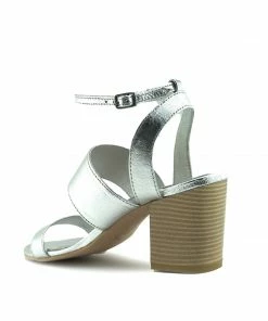 Kickfootwear Leila Leather Block Heel Sandals - Silver
