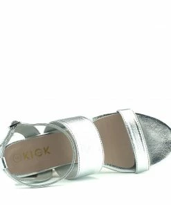 Kickfootwear Leila Leather Block Heel Sandals - Silver