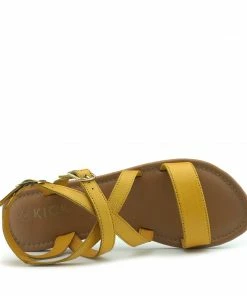 Kickfootwear WOMENS Flat Leather Gladiator Sandals - Yellow