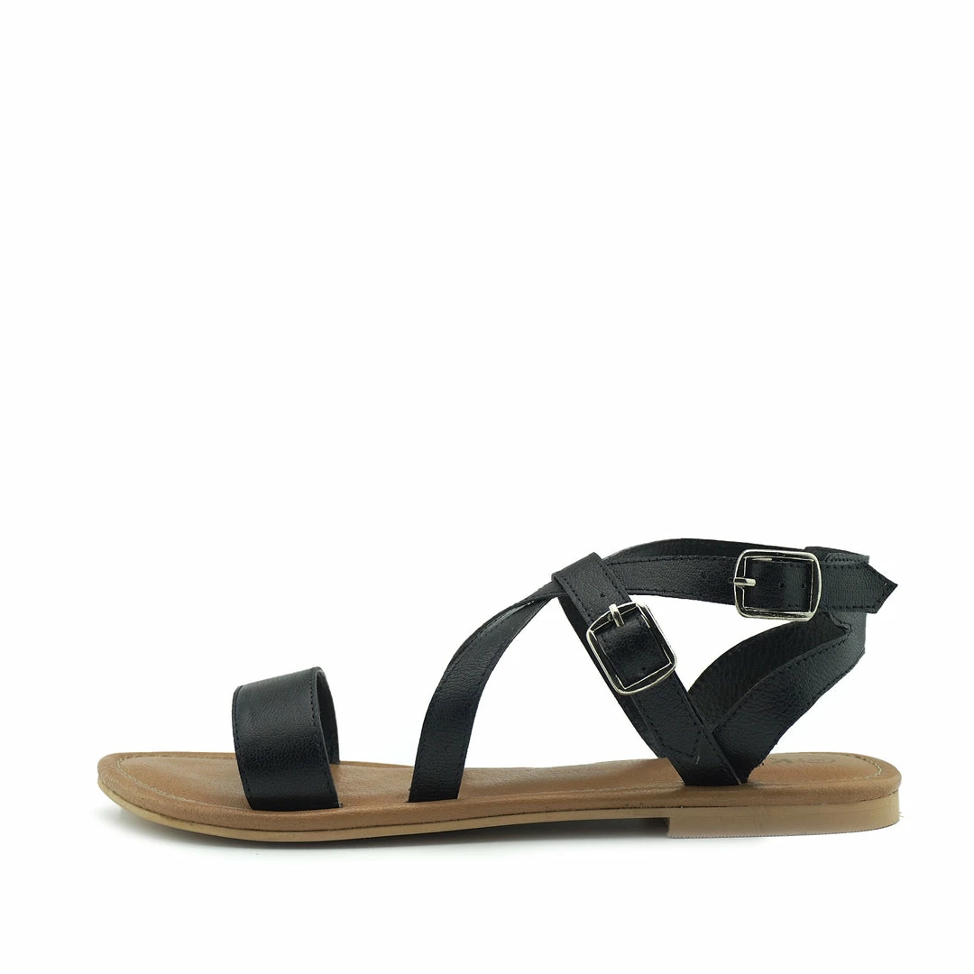 Kickfootwear Flat Leather Gladiator Sandals - Black WOMENS 1 Kickfootwear Flat Leather Gladiator Sandals - Black WOMENS