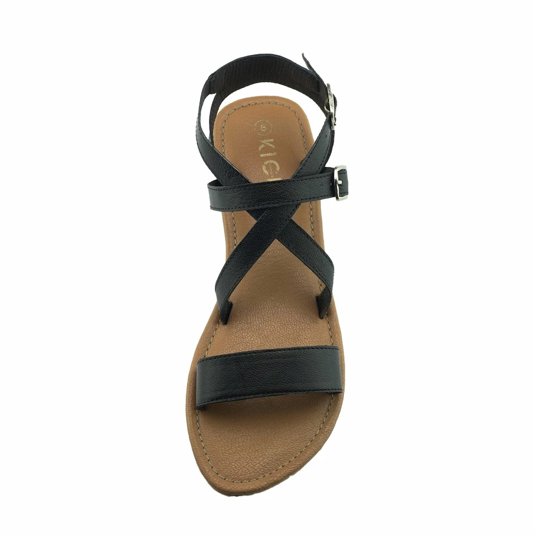 Kickfootwear Flat Leather Gladiator Sandals - Black WOMENS 3 Kickfootwear Flat Leather Gladiator Sandals - Black WOMENS