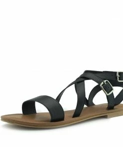 Kickfootwear Flat Leather Gladiator Sandals - Black WOMENS 7 Kickfootwear Flat Leather Gladiator Sandals - Black WOMENS