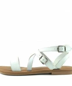 Kickfootwear WOMENS Flat Leather Gladiator Sandals - White