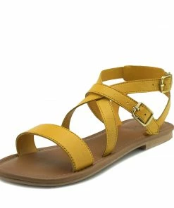 Kickfootwear WOMENS Flat Leather Gladiator Sandals - Yellow