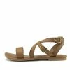 Kickfootwear Flat Leather Gladiator Sandals- Tan WOMENS
