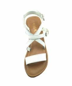 Kickfootwear WOMENS Flat Leather Gladiator Sandals - White