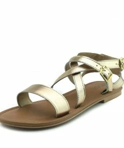 Kickfootwear Flat Leather Gladiator Sandals - Gold
